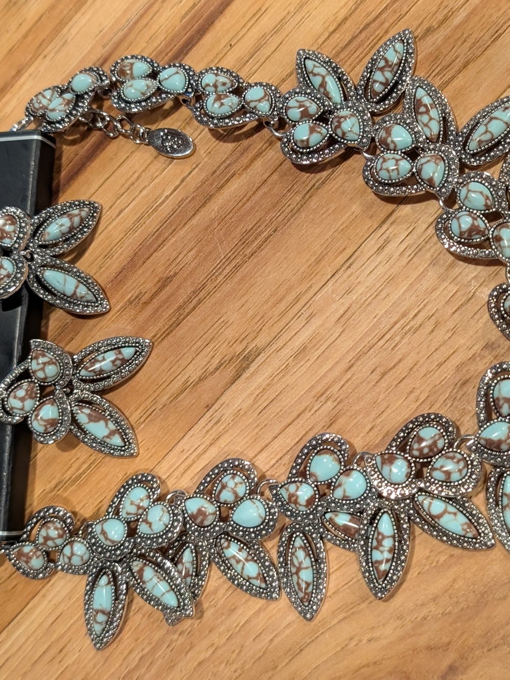 Turquoise Stone Floral Statement Necklace And Earrings